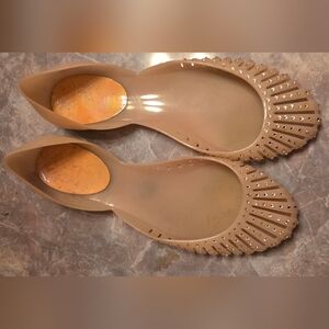 Stuart Weitzman Beige Nude Studded Jelly Flats